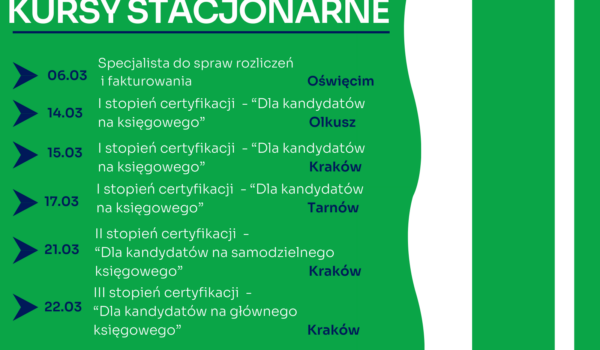 Zapraszamy na najbliższe kursy stacjonarne