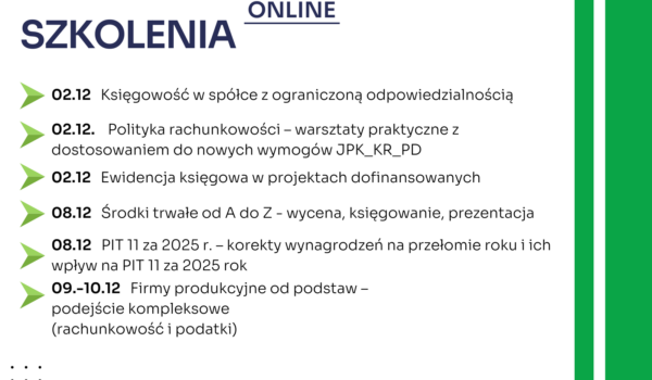 Zapraszamy na najbliższe szkolenia jednodniowe online