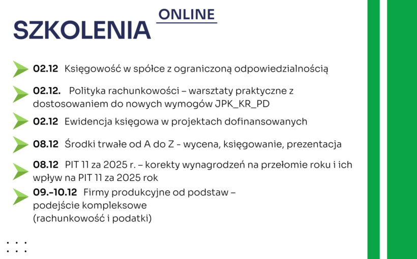 Zapraszamy na najbliższe szkolenia jednodniowe online