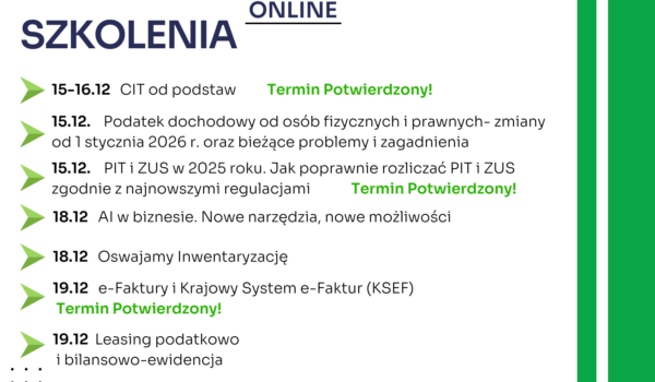 Zapraszamy na najbliższe szkolenia jednodniowe online
