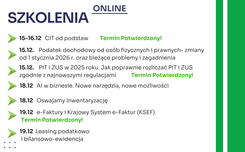 Zapraszamy na najbliższe szkolenia jednodniowe online