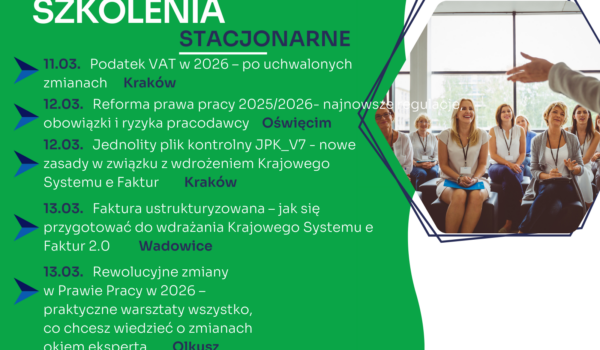 Zapraszamy na najbliższe szkolenia jednodniowe w formie stacjonarnej