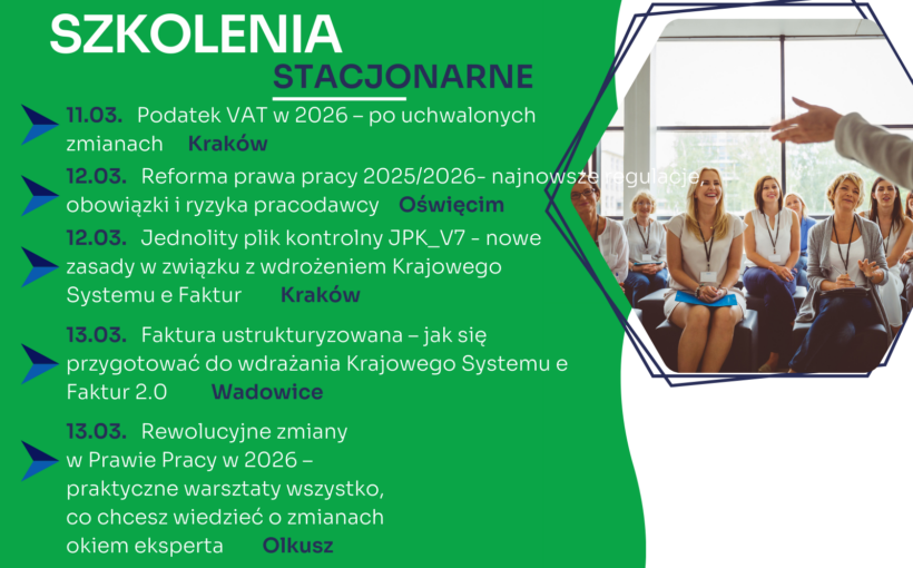 Zapraszamy na najbliższe szkolenia jednodniowe w formie stacjonarnej