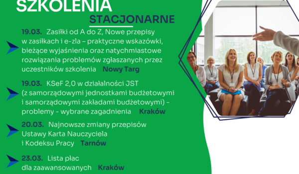 Zapraszamy na najbliższe szkolenia jednodniowe w formie stacjonarnej