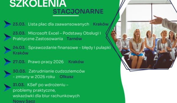 Zapraszamy na najbliższe szkolenia jednodniowe w formie stacjonarnej