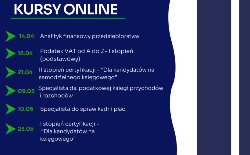 Zapraszamy na najbliższe kursy online
