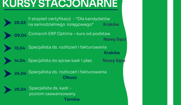 Zapraszamy na najbliższe kursy stacjonarne