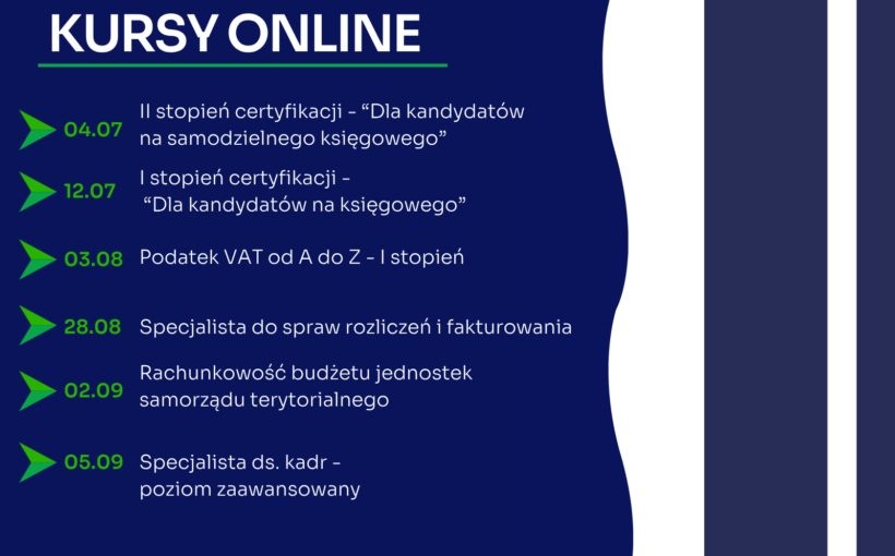 Zapraszamy na najbliższe kursy online
