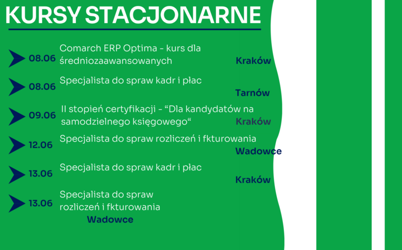 Zapraszamy na najbliższe kursy stacjonarne