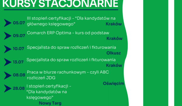 Zapraszamy na najbliższe kursy stacjonarne