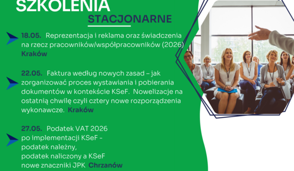 Zapraszamy na najbliższe szkolenia jednodniowe w formie stacjonarnej