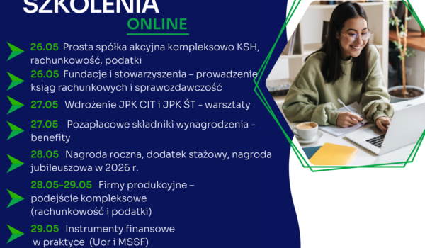 Zapraszamy na najbliższe szkolenia jednodniowe online