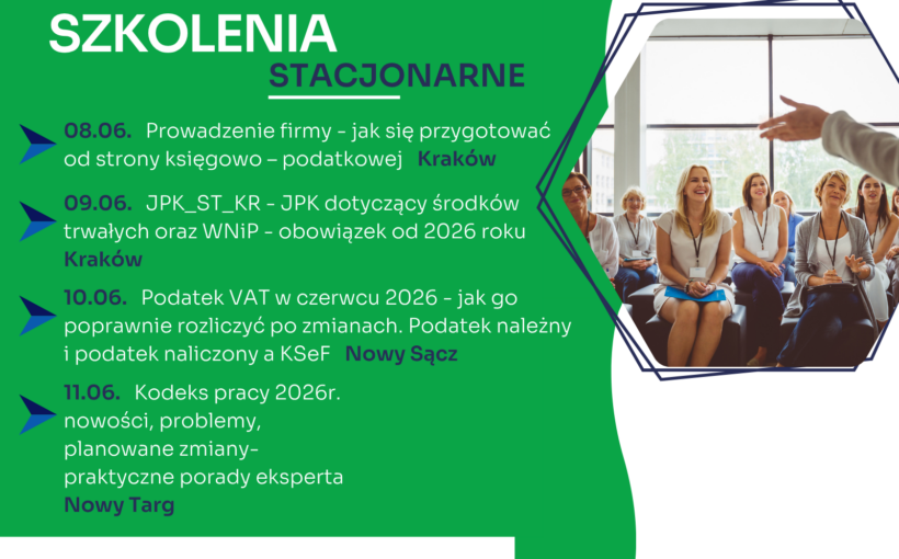Zapraszamy na najbliższe szkolenia jednodniowe w formie stacjonarnej