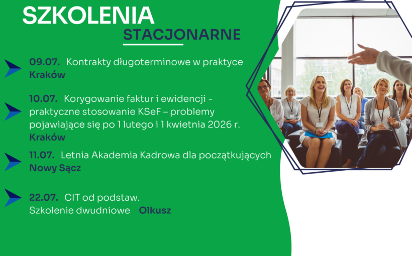 Zapraszamy na najbliższe szkolenia jednodniowe w formie stacjonarnej