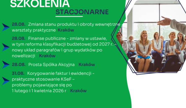 Zapraszamy na najbliższe szkolenia jednodniowe w formie stacjonarnej