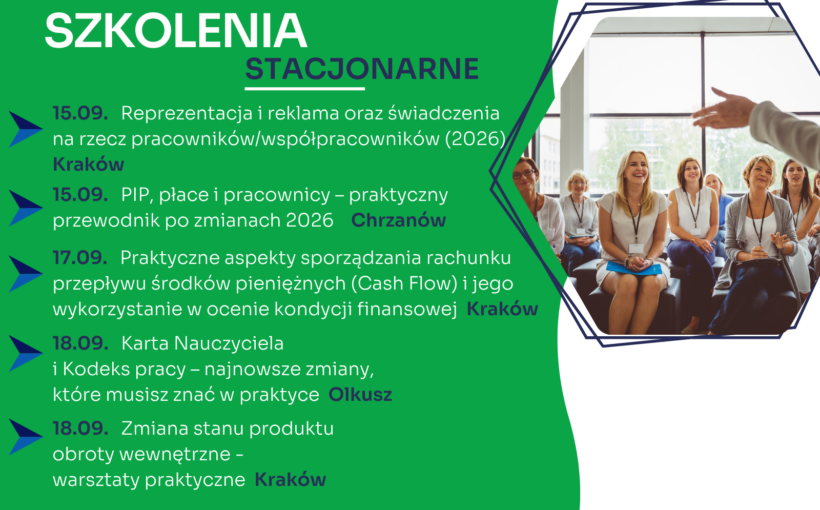 Zapraszamy na najbliższe szkolenia jednodniowe w formie stacjonarnej