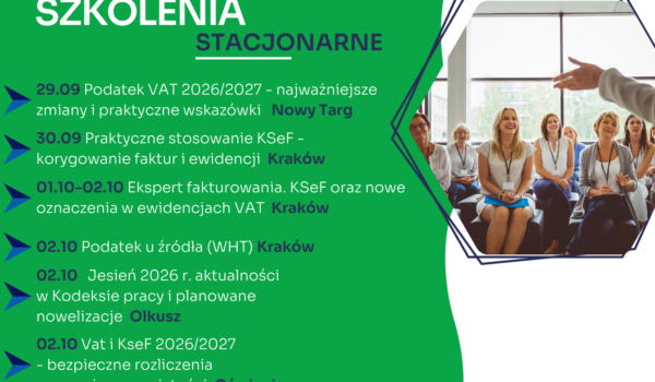 Zapraszamy na najbliższe szkolenia jednodniowe w formie stacjonarnej