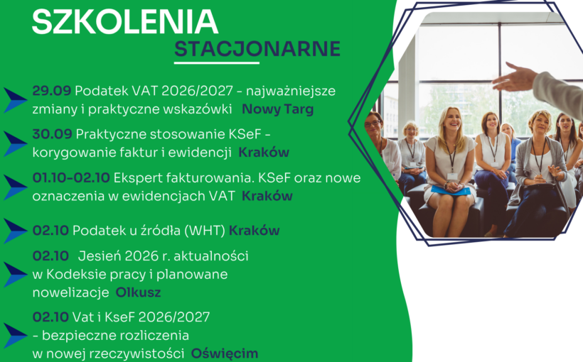Zapraszamy na najbliższe szkolenia jednodniowe w formie stacjonarnej
