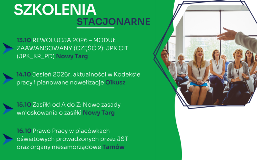 Zapraszamy na najbliższe szkolenia jednodniowe w formie stacjonarnej
