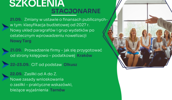 Zapraszamy na najbliższe szkolenia jednodniowe w formie stacjonarnej